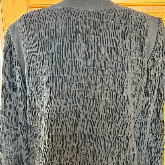 Vintage Bis Bis Gene Ewing Smocked Shirt Jacket Shacket Black Size 12 - Picture 9 of 14